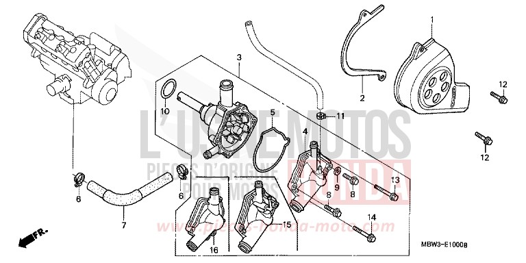 WASSERPUMPE von CBR600F VR Special PEARL FLASH YELLOW (Y163) von 2001